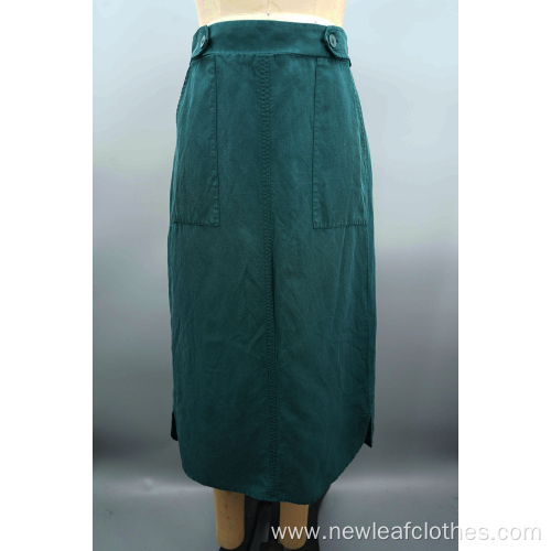 Women's Casual Pocket Slit Elastic A-line skirt